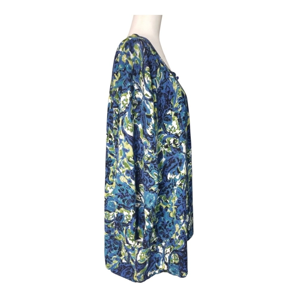 Lane Bryant Blue and Green Patterned Cardigan - Picture 3 of 6